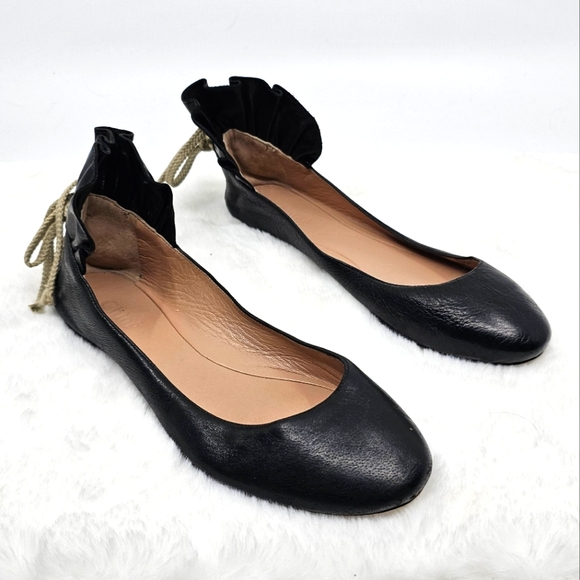 Chloe Shoes - Chloe back lace Marli black leather flats
